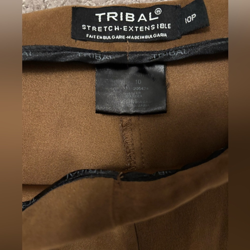 Tribal Stretch Faux Suede Pull-On Pants Brown - Size 10P - Picture 3 of 6